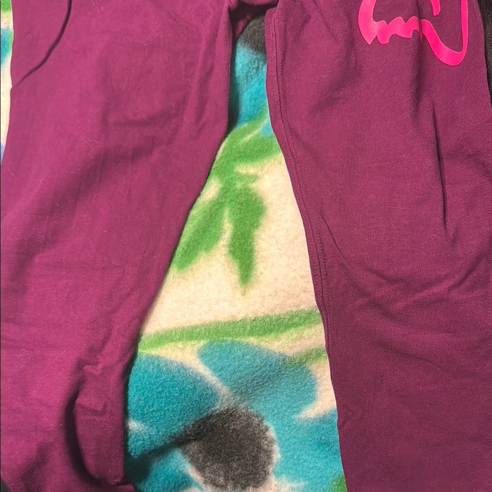 Vibrant Purple Leggings with Pink Detail